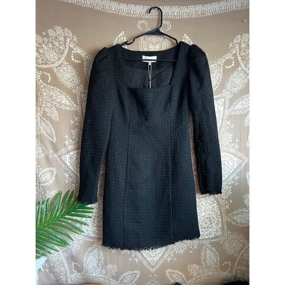 NWT L'Academie The Estelle Mini Dress in Black Tweed - Picture 5 of 11